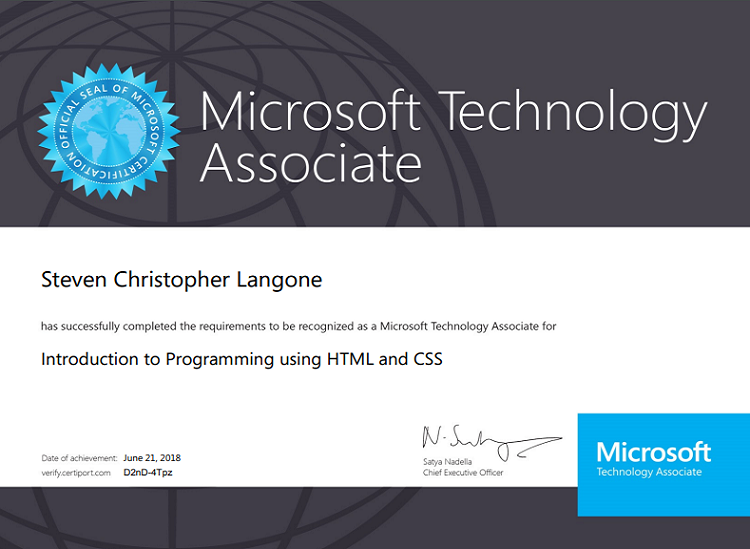 Intro to Programming using HTML/CSS Certification